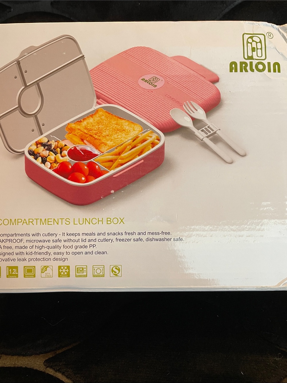 Pink Compartments Lunch Box with Cutlery